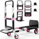 3-in-1 Folding Heavy Duty Hand Truck Dolly Cart Trolley with Wheels (Pink)