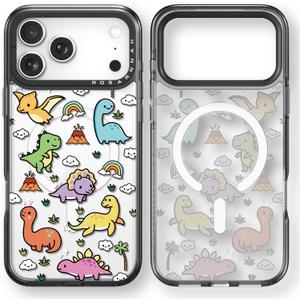 Rosarnnah for iPhone 17 Pro Max Case Cute - Compatible with Magsafe - Durable Shockproof 6.6 ft Drop Impact Phone Case - Funny Dinosaur Land Design (6.9") Black