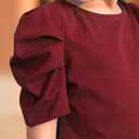 GORLYA Girl's Puff Sleeve Casual Solid T-Shirt Pullover Keyhole Back Blouse Tops for 4-14T Kids