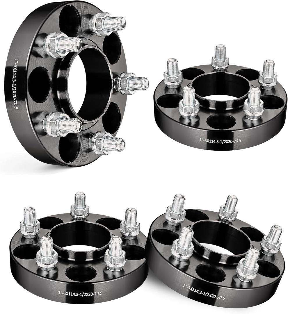 EVIL ENERGY 5x4.5 Wheel Spacers 1 inch Compatible for Ford Ranger 1983-2011, 5x114.3 mm Hubcentric with Lip 5 Lugs 70.5 mm Hub Bore 1/2x20 Studs Black
