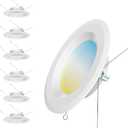 6 Pack LED Recessed Light 6inch, 5CCT Flat LED Can Lights, Downlight Can Lights for Ceiling, Selectable 2700K/3000K/3500K/4000K/5000K, 12W, 1000LM Brightness, Retrofit Installation - ETL & FCC