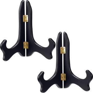 Tatuo 2 Packs Wooden Plate Stands for Display, Plate Holder Display Stand, Picture Frame Stand Easels, Tabletop Art Holder, Book Dish Decorative (8 Inch)