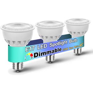 Dimmable E17 Intermediate Base Type R14 Reflector 6W (60 Watt Equivalent), Warm White 2700K, 600 Lumen, E17 LED Bulb for Cabinet Lighting, Spotlight, Reading Lamp, Desk Lamp, 3 Pack