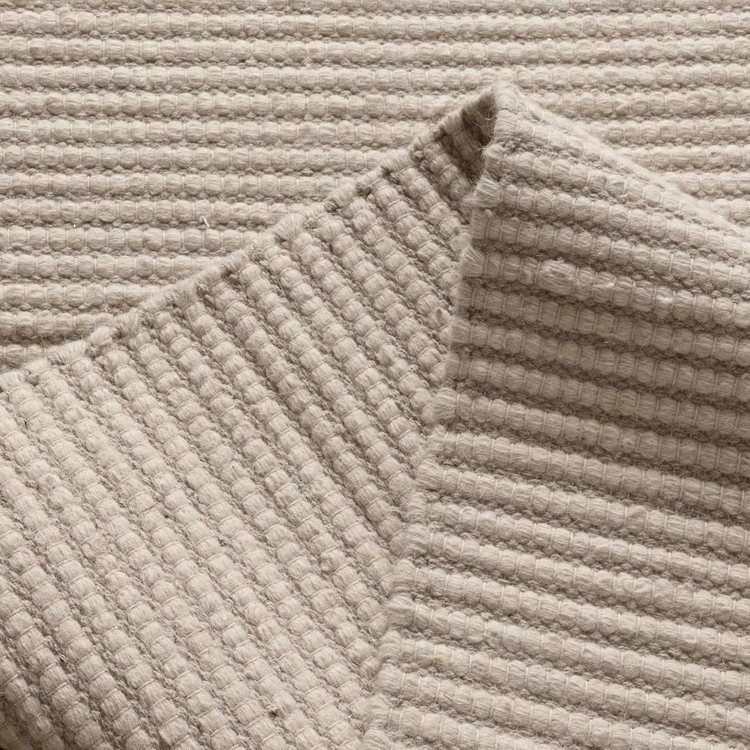 KEMA Wool Cotton Hand Woven Chunky Knit Popcorn Rug - Ivory Contemporary Area Rug for Living Room Bedroom (Ivory, 4x6)