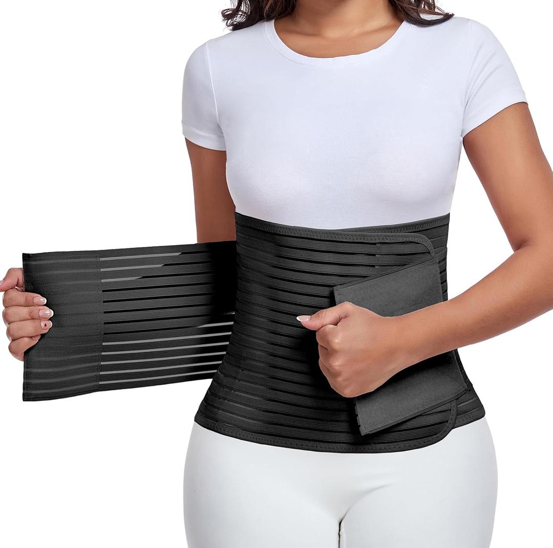 Postpartum & Post Surgery Abdominal Binder. Postpartum Belly Band Support Recovery after C-Section, Natural Birth, Hysterectomy, Hernia Belt (Black, XL)