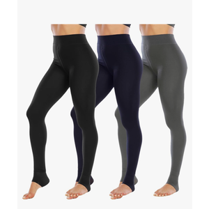 NORMOV Winter Warm Fleece Lined Leggings Women, Thick Thermal Velvet Tights S/M Pack of 3 (Black/Navy/Grey)