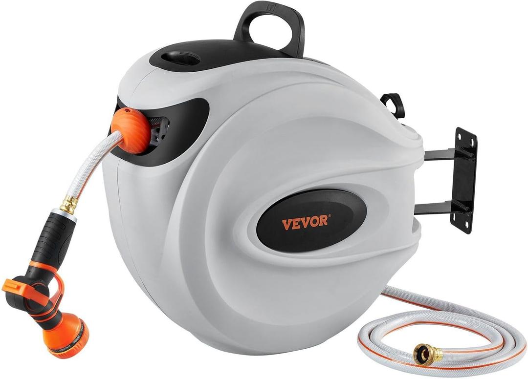 Retractable Hose Reel Water Hose Reel 84'x5/8" 180° Swivel Wall-Mounted