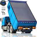 Dump Truck Tarp 7'X16',Dump Trailer Mesh Tarp Heavy Duty 18oz PVC Coated Black Tarp With Double Pockets,Utility Trailer Tarp Cover No Rust Brass Grommet,Windproof/Tear-resistant/Uv-Protective