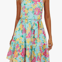 Newshows Women's 2025 Summer Dress Halter Casual Beach Vacation Outfits Hawaiian Dresses Ruffle Belted Sundress with Pockets (Light Blue Floral Rose, L)