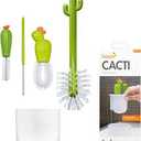 Boon Cacti Bottle Cleaning Brush Set - Includes Bottle Brush, Nipple Brush, Detail Brush, and Straw Brush - Baby Bottle Brush Set for Bottle Drying Rack - Baby Essentials - 4 Count