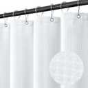 White Shower Curtain Fabric, Waffle Shower Curtains for Bathroom, Hotel Luxury Cloth Bath Curtain Boho Bathroom Decor Set with Grommets Washable No Hooks 72 x 72 Inch