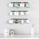 Dahey Metal Coffee Mug Rack Wall Mounted with 12 Mug Hooks, Set of 3, Mug Display Rack Cup Holder Storage for Kitchen Dining Room Coffee Bar, Black