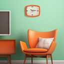 2 Pcs Retro Wall Clock ModernMid Century Decoration Silent Non Ticking Blue Orange 10 Inch Rectangular Retro Clock Battery Operated Vintage Wall Art for Living Room Office Kitchen Bedroom