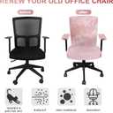 Tallew 4 Pcs Office Chair Covers Set Computer Universal Protective Stretchable Chair Seat Covers Desk Armrest Slipcovers Pads Office Cushion Backrest for Rotating(Light Pink)