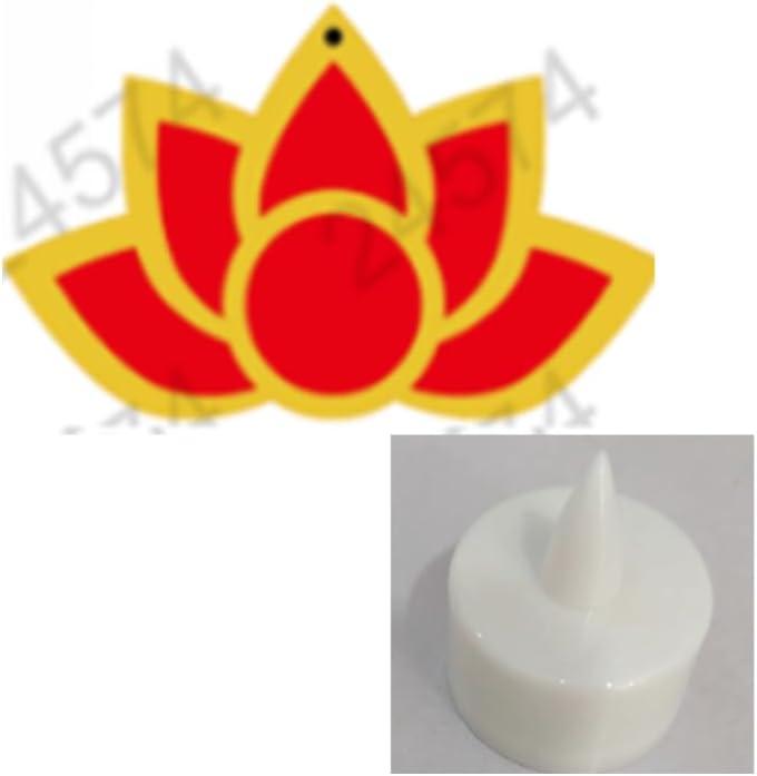 Bucherry 6 Pcs Diwali Lotus Decoration Lotus Flower Candle Holder with Led Candles Wood Flower Traditional Indian Decor for Diwali Puja Home Outdoor Party Decoration(Red)