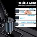 2 x Retractable Car Charger 4 in 1 Fast Car Phone Charger 60W Dual Lightning USB Type C Car Charger Retractable Cords Compatible with Apple iPhone 14 13 12 11 Pro/XS/XR/Mini/X/iPad/AirPods