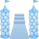 2 Sets Adjustable Blue Princess Castle Balloon Column Stand Kit Includes 140 Pcs Balloons 2 Tricorne Hat 2 Pennant 1 Carpet for Princess Birthday Party Weddings Decoration