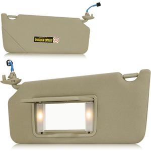 Left Driver Side Sun Visor with Vanity Light Fit for Honda Accord 2008 2009 2010 2011 2012, Replace for 83280TA0A91ZB Beige