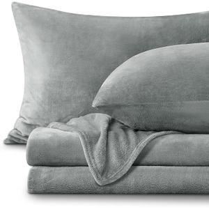 BEDELITE Fleece Sheets Queen Size Bed Set, Super Soft and Warm Fuzzy Plush Queen Sheet Set 4 Piece for Winter Gift & Decor , Includes 1 Deep Pocket Fitted Sheet, 1 Flat Sheet and 2 Pillowcases (Grey)