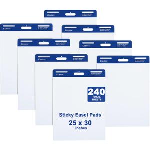 Comix Sticky Easel Pad, 25 x 30 Inches Flip Chart Paper for Teachers, Large Self Stick Easel Paper for Office School Classroom Supplies, 30 Sheets/Pad, 8 Pads/Pack