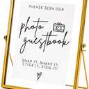 Gold Floating Picture Frame Wedding Signs - Please Sign Our Guest Book - 10”x8” Place Card/Menu Holder