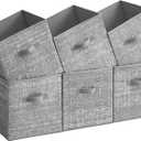 SONGMICS Storage Cubes, 13-Inch Non-Woven Fabric Bins with Double Handles, Set of 6, Closet Organizers for Shelves, Foldable, for Clothes, Cattail Gray UROB033G01