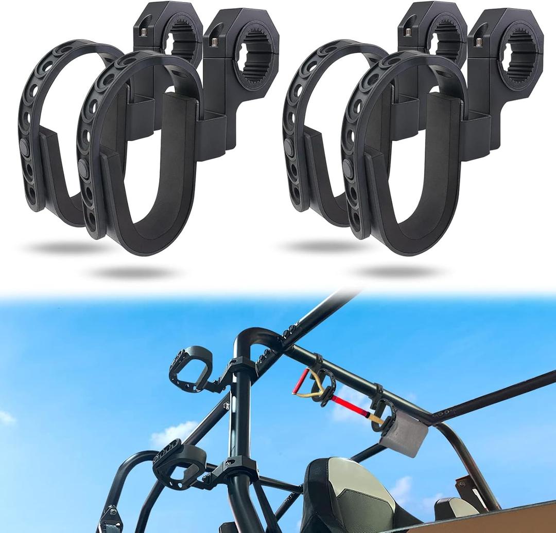 StarknightMT UTV Holder 2 Sets - Roll Bar Tool Racks Fits 1", 1.5",1.75", and 2" Roll Bar, Compatible with Polaris RZR Ranger Can-Am Kawasaki Snowmobile Golf Cart