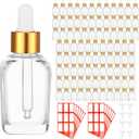 Dandat 100 Pcs 1 oz Clear Glass Dropper Bottles 30 ml Eye Dropper Bottles Leakproof Empty Tincture Glass Containers Bulk with Labels and Funnels Golden Caps for Essential Oils, Perfumes, Liquids