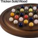15.7 Inches Extra Large Solitaire Marble Game Set Wood with 36 Multicolors Natural Stone Marbles Pieces Adults Classic Deluxe Game for Night Party and Gatherings