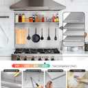 30"x24" Stainless Steel Backsplash for Stove & Hood, Stove Backsplash with Storage Shelf & Hanging Rack, Easy-Clean Kitchen Wall Splash Guard & Protector