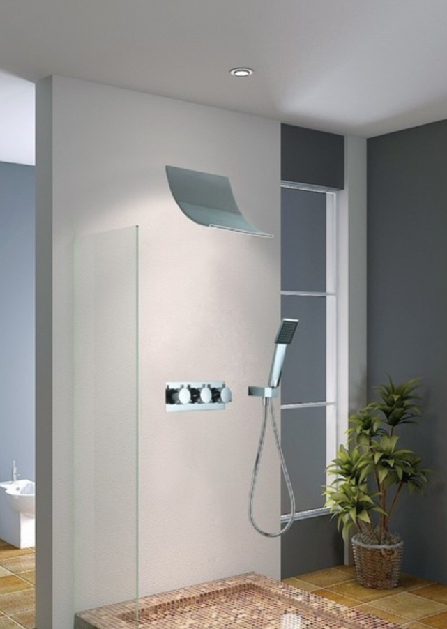 Sumerain S3077CW 3 Knob Handle Waterfall Faucet Shower System In Chrome
