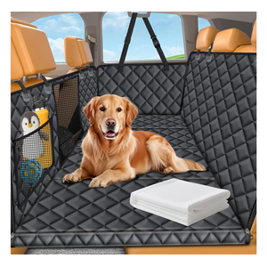 URPOWER Back Seat Extender for Dogs - Hard Bottom Dog Car Seat Cover with 1PC Leak-Proof Pee Pad, Dog Hammock for Car and SUV, Pet Rear Seat Protector Dogs Travel Bed