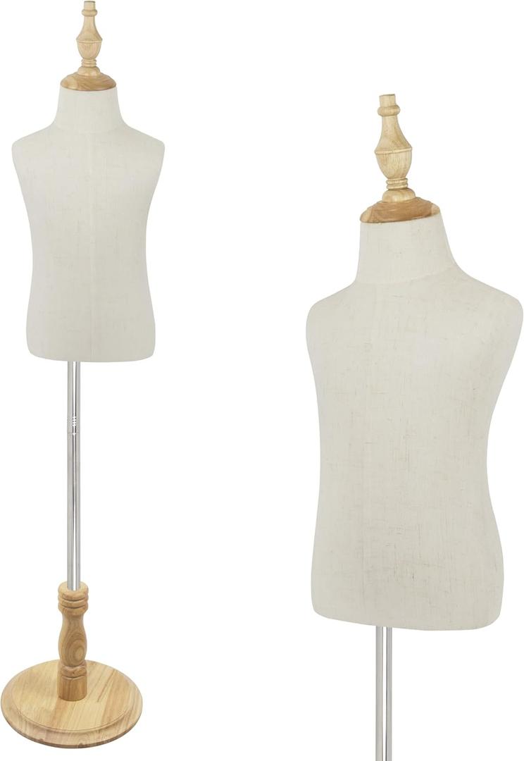 Child Mannequin for Clothing Display, Adjustable Kids Mannequin Torso with Wooden Base, 2-3 Years Old