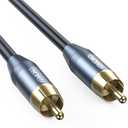 FEMORO Subwoofer Cable 10 ft, Single RCA Cables Dual Shielded Wire 24K Gold-Plated Plugs Deep Bass Replacement for SVS Klipsch Yamaha Sub AV Receivers