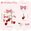 Strawberry Mobile for Crib Handmade Felt Bow Nursery Decor Crib Mobile Bow Strawberry for Bassinet Baby Shower Newborn Baby Gift (Bow Strawberry)