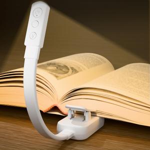 Book Light,Reading Lights for Books in Bed,AAA Battery Clip-On Led Reading Light with 3 Colors & Stepless Dimming,Portable and Ultra-Lightweight with Long Runtime(White)