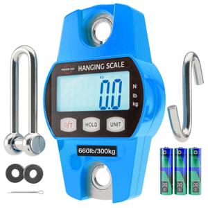 Digital Hanging Scale 660 LB 300 KG - Professional Heavy Duty Waterproof Fish Scale - Portable Durable Crane Scale for Luggage Weight Suitcase Hunting Farm Bike Bow Fish Weight Fishing Scale (std, Blue)