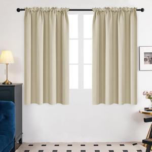 Deconovo Blackout Curtains Panels for Bedroom - Thermal Insulated Rod Pocket Room Darkening Drapes, Noise-Reducing Curtains, 42W x 54L Inch, Beige, 2 Panels
