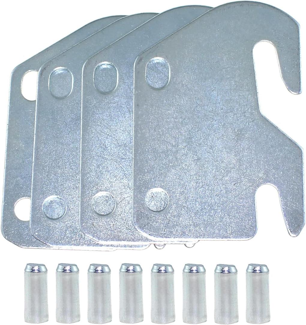 4PCS 84x59x2mm Wooden Bedrail Hook Plate Bed Frame Bracket Headboard Tailboard Part with Pin Furniture Hardware Stamping Part for Wooden Headboard and Footboard Frame