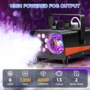 1200W Fog Machine, Smoke Machine Fog with Disco Ball Lights, 6000CFM with 13-Color LED Effects, Wired And Wireless Remote Controls, Ideal for Indoor, Outdoor, Wedding, Parties, and Halloween