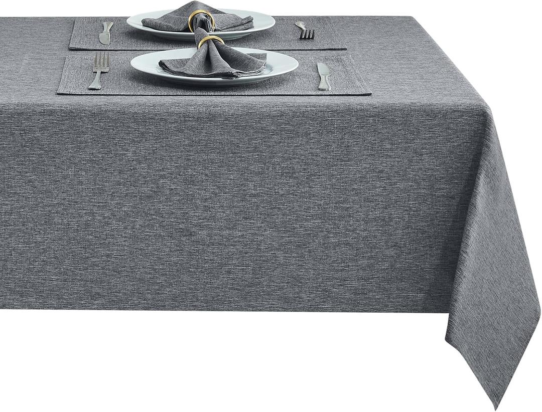 Rectangle Table Cloth Linen Farmhouse Stainproof Waterproof Washable Polyester Oblong Rectangular Fabric Table Cover for Kitchen Dining Dinner(Gray/52x70 Inch)