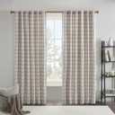 Madison Park Anaheim Cabin Plaid Curtain Window, Thermal Insulated Fleece Lining, Living Room Decor Room Darkening Drape for Bedroom, 1-Single Panel Pack, 50" x 84", Rod Pocket, Brown (50"W x 84"L (Pack of 1))