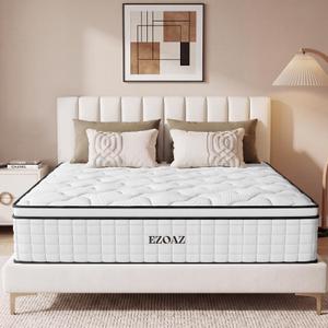 EZOAZ Twin Size Mattress 10 Inch, Medium Firm Hybrid Twin Mattress in a Box, Motion Isolation Pocket Spring & Cooling Gel Memory Foam Mattress, Zone Support, CertiPUR-US Certified, 30-Night Trial