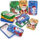 Yopay 12 Pack Christmas Gift Card Tin Boxes with Lid, Metal Chrismas Tin Small Gifts Holder Boxes for Greeting Cards Stocking Stuffers Party Favors, Christmas Holiday