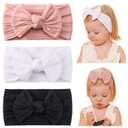 jollybows Baby Girl Headband Bows Nylon Head Wraps Newborn Hairbands Infant Toddler Hair Bow (1- Black White Pink)