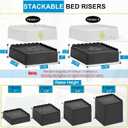 Bed Risers 1 inch, 2 inch, 3 inch, 4 inch Heavy Duty, Adjustable Furniture Riser for Table Desk Couch Sofa Chair Recliner Leg Frame Dorm, Stackable Bed Raisers Blocks (Black 8 Pack, 1+1 inch)