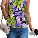 RoseSeek Women's Tropical Paisley Print Halter Blouse Sleeveless Boho Shirt Tops Button Back Vacation Tops, Size: Small
