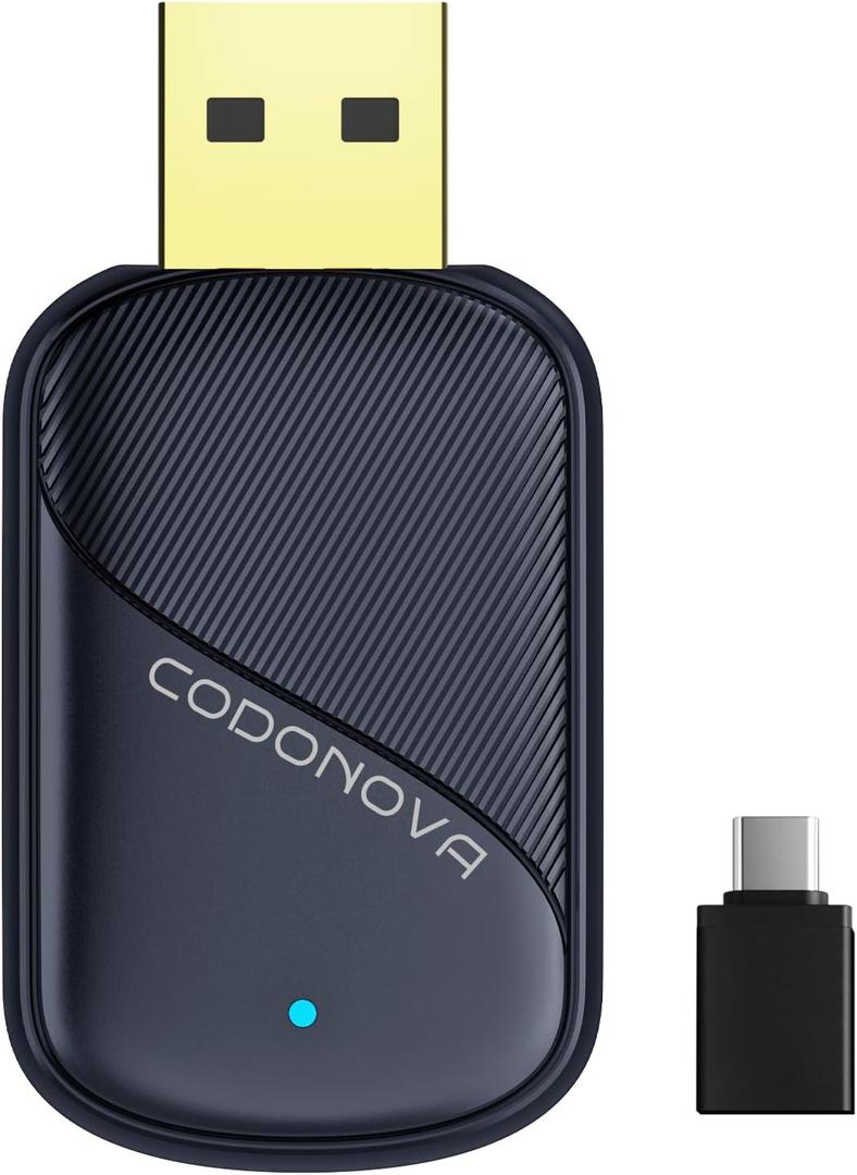 Mini Wireless Carplay and Android auto Adapter with Fastest Connection Car, No Latency Wireless Carplay Adapter, Tying to Cars from 2016 & Phone with Android 10+ / iPhone 6 or Above USB-A/Type-C Blue