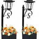 2 Pack Solar Floor Lamps with Planter (2-in-1 Design), 29.5" Outdoor LED Garden Lights - IP44 Waterproof, Warm White Auto-On at Dusk, Easy Install for Lawn, Patio, Porch, Yard & Pathway Decor