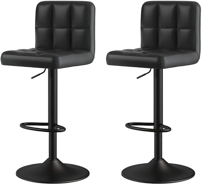 BK&MF Modern Swivel Bar Stools Set of 2, Adjustable Height PU Leather Bar Stools with Chrome Plated Base Kitchen Barstools for Kitchen Island, Home, Office,D,38.5x113cm(15x44inch)